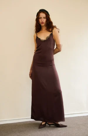 Kahverengi uzun elbise (5)